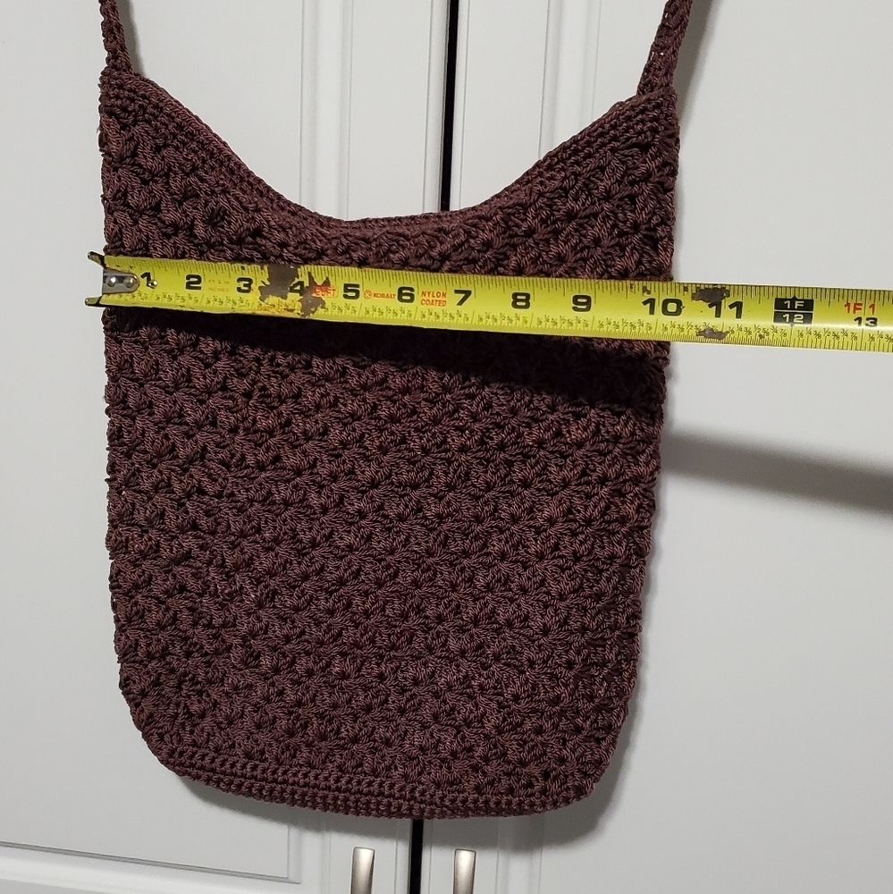 Brown Crochet Shoulder Bag Purse - Picture 8 of 10